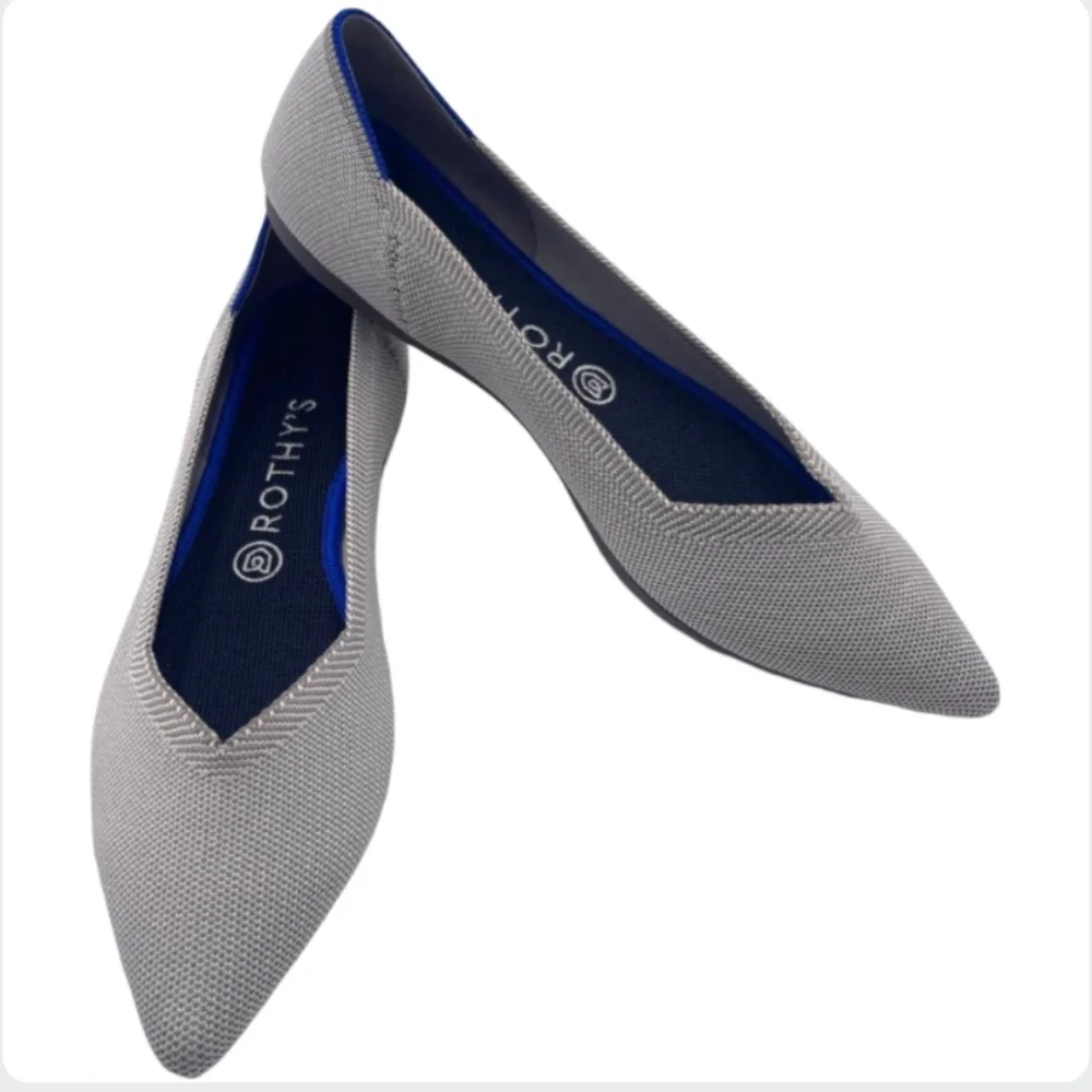 ROTHY'S Flax Birdseye Pointed Toe Flats Size 8W RARE Retired Style Gray Cream